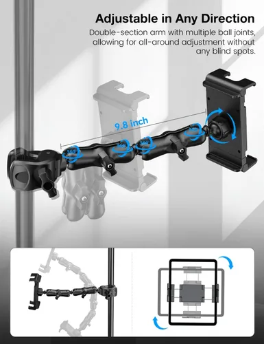 Miniatura 3 de PLDHPRO Soporte para iPad para Soporte de Micrófono, Soporte Ajustable de 2 Etapas Más Largo para Teléfono Tableta Música Micrófono, Montaje que se
