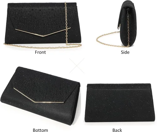 Miniatura 2 de DETARA Bolsos de noche para mujer, con lentejuelas con purpurina, monederos de mano para mujer, de cristal brillante, falp, formal, boda, fiesta