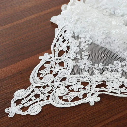 Miniatura 3 de ARTABLE Camino de mesa rectangular bordado de macramé de encaje con exquisito estilo vintage desgastado chic para mesas largas de cena de boda