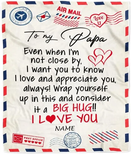 Miniatura 7 de Manta de forro polar personalizada con texto en inglés «To My Grandad» de Grandkids I Love You Hugs con texto en inglés «To My Grandad»