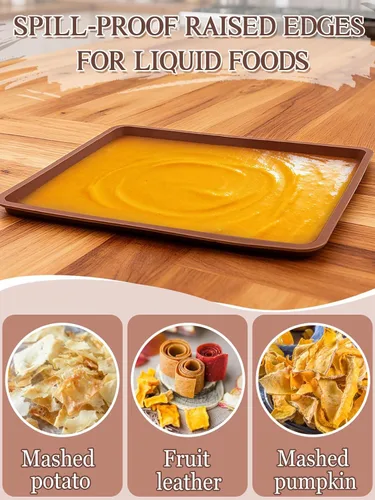 Miniatura 3 de Aulock 3 hojas de silicona para deshidratar alimentos con borde, compatibles con bandejas Cosori/Excalibur/Magic Mill de 14 x 14 pulgadas, forro