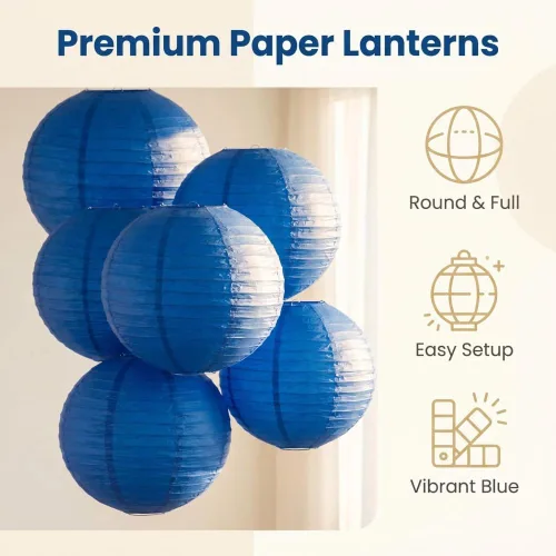 Miniatura 6 de Balagan Linternas de papel japonesas chinas de 16 pulgadas 5 paquetes (azul, 16 pulgadas) BLG-220503 0