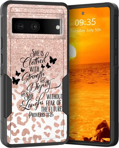 Miniatura 110 de Funda para Pixel 6A, Híbrida de Doble Capa de Servicio Pesado Resistente a Prueba de Golpes PC Duro + Funda Protectora de Silicona Suave para Google