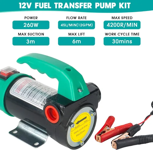 Miniatura 3 de AIGMISON Bomba de transferencia de diésel 12V 260W con manguera de apagado automático, kit de bomba extractora de transferencia de combustible