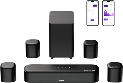 ULTIMEA Barra de sonido de 7.1 canales con Dolby Atmos, sistema de sonido envolvente para TV con 4 altavoces envolventes, barra de sonido para Smart