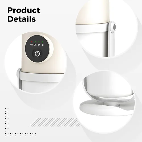Miniatura 3 de Mini humidificador USB de escritorio, 9.5 fl oz, portátil de doble pulverización, humidificador de plantas beige, con luz nocturna cálida