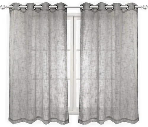 Miniatura 14 de Palma - Cortinas semitraslúcidas de lino para dormitorio de 63 pulgadas de largo, cortinas filtrantes de luz, ojales bronce, juego de 2 paneles