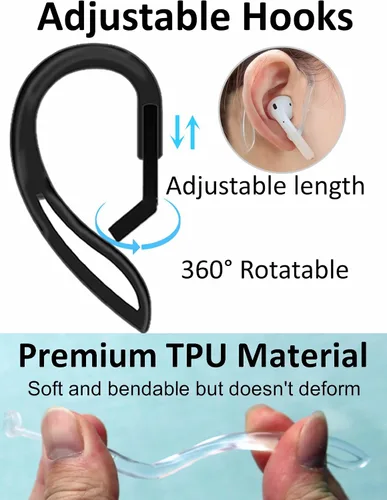 Miniatura 3 de A-Focus Juego antideslizante para AirPods 4 de silicona con ganchos ajustables para las orejas, diseño ergonómico con alas, puntas de gancho