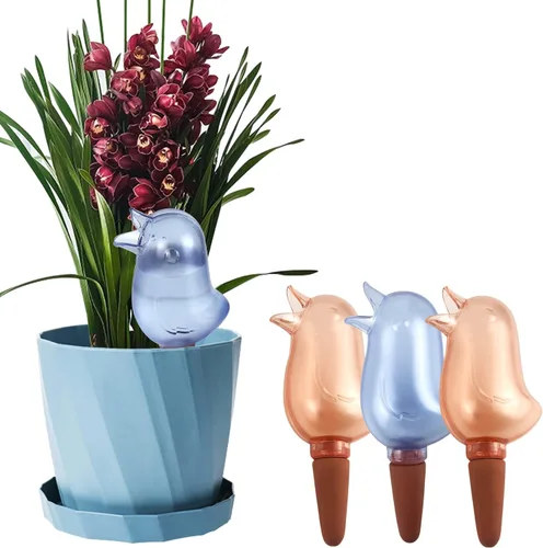 Miniatura 11 de Paquete de 4 picos de riego automático, globos de riego para plantas de interior, picos de riego automático en forma de pájaro, dispositivos de Azul