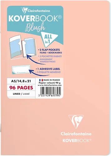 Miniatura 13 de Clairefontaine - Ref 961778C - Cuaderno con grapas Koverbook Blush (48 hojas) - Tamaño A5, regla rayada, papel de vitela cepillado de 3.17 oz/m²