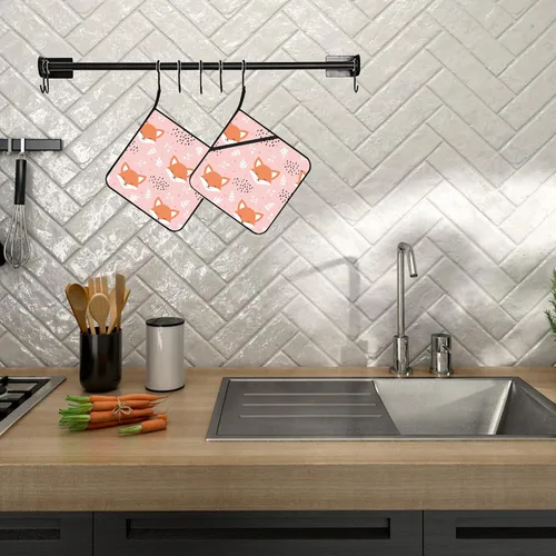 Miniatura 5 de Lindos soportes para ollas de Fox Smile, 2 unidades para cocina, almohadillas calientes resistentes al calor para cocinar a la parrilla, hornear