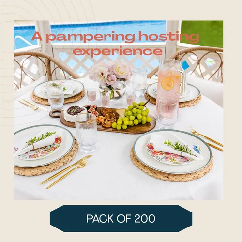 Miniatura 4 de 200 servilletas de papel desechables para postres y bebidas, hechas en Estados Unidos, suaves y absorbentes, para bares, restaurantes, cafeterías