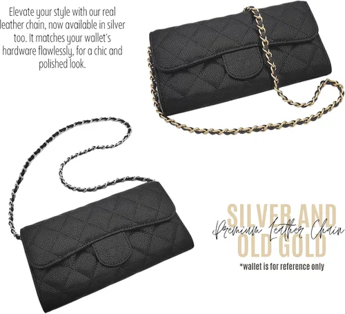 Miniatura 5 de Long Wallet Conversion Kit for Long Flap Wallet Insert & Chain Strap Wallet on Chain Gold Silver CardHolder Crossbody Converter Kit
