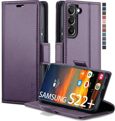 Miniatura 22 de Funda tipo cartera para Samsung Galaxy S22 5G con tarjetero y función atril, bloqueo magnético RFID, funda de piel con tapa para Galaxy S22 5G
