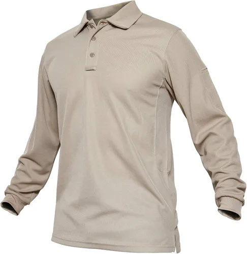 TACVASEN - Camiseta de cuello polo táctica para hombre, diseño de manga larga y corta, para deportes y uso al aire libre