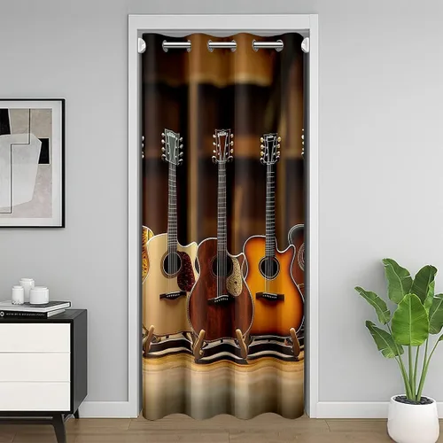 Miniatura 12 de Castle Fairy Cowboy Boots Door Curtain for Doorways Privacy Bohemia Musical Guitar Doorway Curtain Western Rustic Cowgirl All Season Blackout