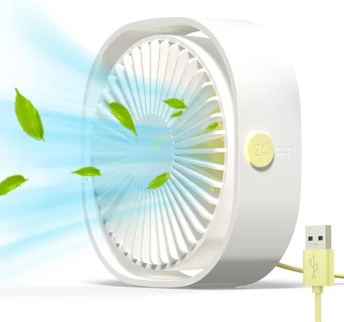 Miniatura 10 de Simpeak Ventilador USB pequeño, silencioso y portátil, alimentado por USB (sin batería), refrigeración de 3 ajustes de velocidad, ventilador Gris