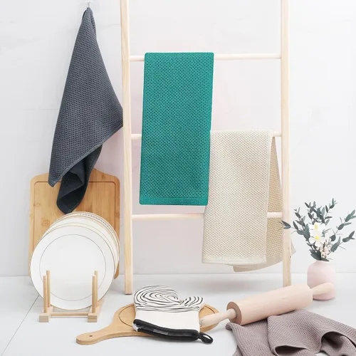 Miniatura 263 de Homaxy Trapos de cocina de 100% algodón, tejido de punto gofre, ultrasuaves, absorbentes y de secado rápido, 12 x 12 pulgadas, paquete de 6, blanco