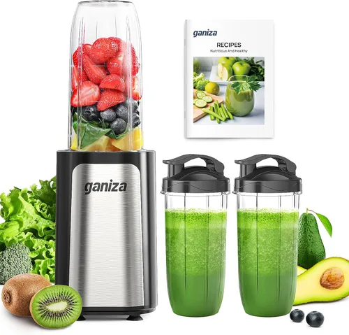 Ganiza Licuadora para batidos, 14 licuadoras personales para batidos y batidos para cocina con 3 tazas portátiles (1 x 24 onzas y 2 x 17 onzas),