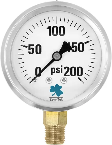 Miniatura 18 de Zenport LPG4000 Zen-Tek Medidor de presión relleno de líquido de glicerina, 4000 PSI