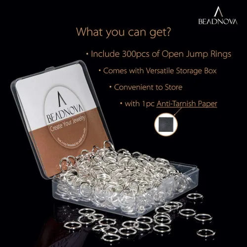 Miniatura 2 de BEADNOVA Anillos de salto de 10 mm en plata, anillos de salto para joyería, accesorios para hacer joyas, anillos de salto para llaveros (300 piezas)