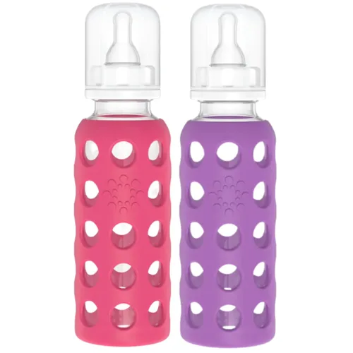 Miniatura 35 de Lifefactory Biberón de vidrio sin BPA Funda protectora de silicona Paquete de 3 de 9 onzas Papaya, col rizada y arándanos Papaya/Kale/Arándano