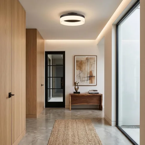 Miniatura 2 de Quoizel Cohen - Lámpara de techo redonda semiempotrada, bronce aceitado, luz LED moderna colgante integrada para pasillo, cocina, dormitorio o baño