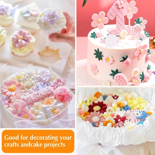 Miniatura 6 de KALAIEN Juego de 5 moldes de silicona para fondant de flores, flores de margarita, rosa, crisantemo para chocolate 5 moldes de flores