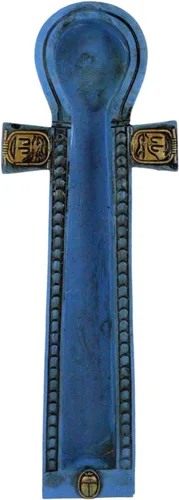 Miniatura 2 de Ebros Gift Hermosos símbolos jeroglíficos azules egipcios Cartucho dorado Ankh Key Incienso Stick Burner Holder Figurine Gods of Egypt Talismán of