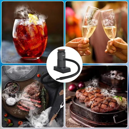 Miniatura 8 de BORUIT Pistola para Ahumar Cóctel Incluye Virutas de Madera y Accesorios, Ahumador Portátil para Bebidas, Kit de Infusión de Humo