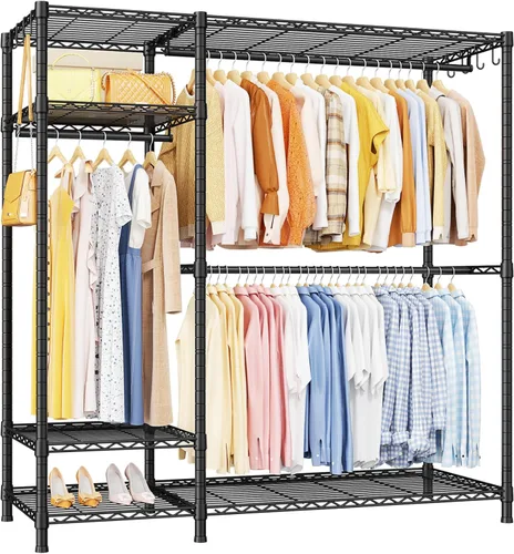Perchero Ulif F7, perchero de ropa resistente, percheros para colgar ropa, 6 niveles, estante de almacenamiento portátil independiente para armario,