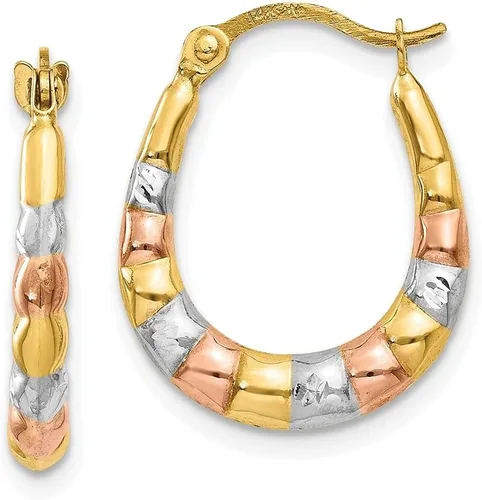 Auriga Fine Jewelry Aretes de aro festoneados huecos chapados en rodio blanco y rosa de 14 quilates (L-0.630 in, W-0.551 in) regalo para mujer,