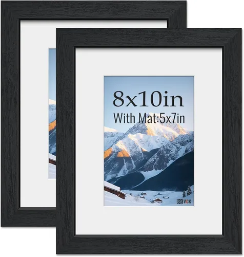 Miniatura 45 de VCK Paquete de 2 portarretratos de 5 x 7, color negro, de madera de alta gama con vidrio templado, para fotos de 4 x 6 con paspartú o 5 x 7 sin