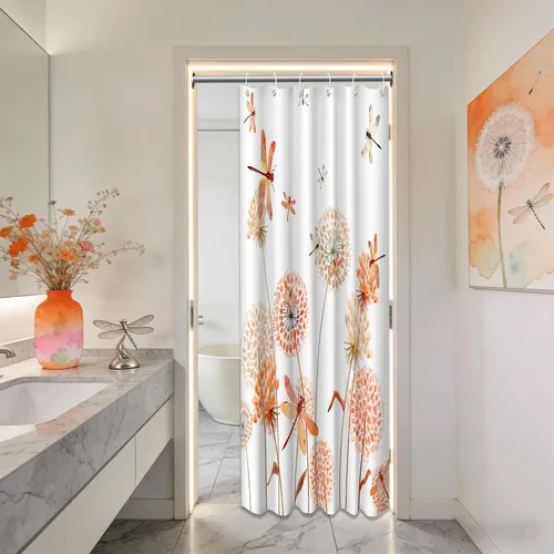Miniatura 108 de Cortina de ducha floral para primavera y verano, flores silvestres, flores y mariposas, decoración de baño, tela impermeable con ganchos, 70