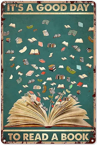 Cartel de metal vintage para decoración de pared, diseño de "It's A Good Day to Read A Book", biblioteca, bar, cafetería, sala de estar, baño, arte