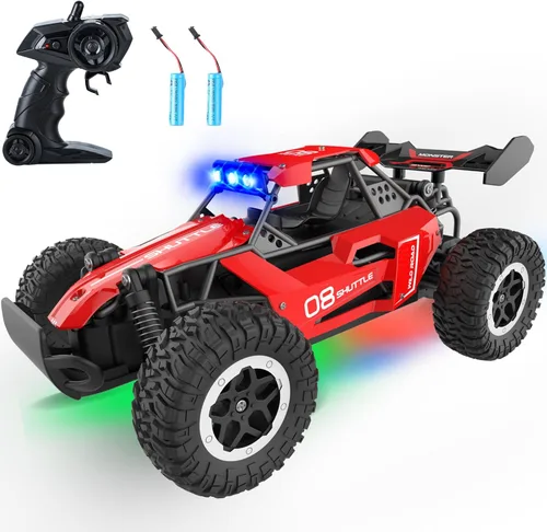 Miniatura 10 de Auto de control remoto para niños de 3, 4, 5, 6, 7+, coches RC de 20 KM/H de alta velocidad con luces LED, 2.4 GHz 2WD Monster Truck juguetes, auto