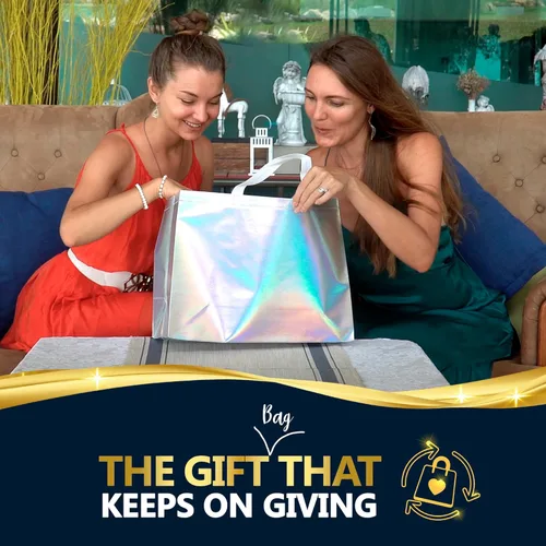 Miniatura 2 de Nush Nush Bolsas de regalo extragrandes de colores mixtos, juego de 12 bolsas de regalo extragrandes reutilizables de colores surtidos con asas