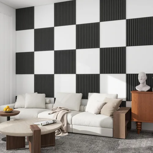 Miniatura 8 de Upick Paneles de pared acústicos de MDF que absorben el sonido, paquete de 4 paneles de pared de espuma a prueba de sonido de 24 x 24 pulgadas