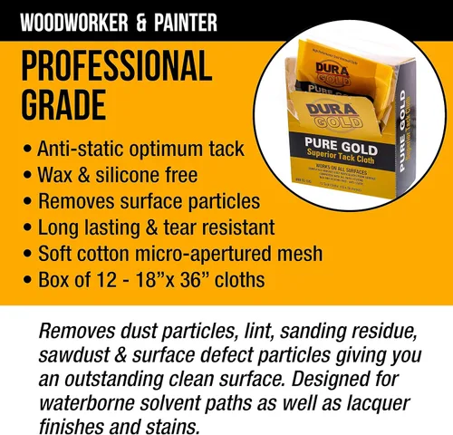 Miniatura 5 de Dura-Gold - Paño de tachuela superior de oro puro (paquete de 12), carpintería, pintura automotriz, pintura de autocuerpo, paños para pintores