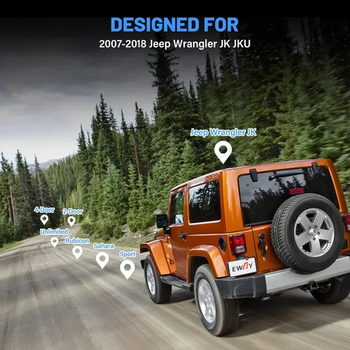 Miniatura 7 de EWAY Cámara de seguridad de marcha atrás para Jeep Wrangler JK JKU 2007-2018 cámaras de visión trasera impermeable fácil montaje con línea