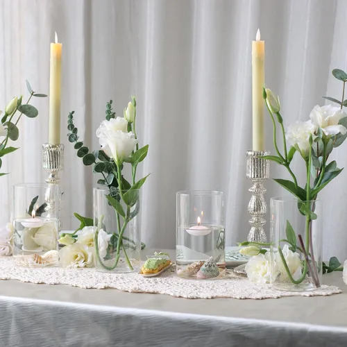 Miniatura 3 de 12 piezas de jarrones cilíndricos de vidrio para centros de mesa, jarrones de brotes transparentes de 6 pulgadas para decoraciones de boda, jarrones