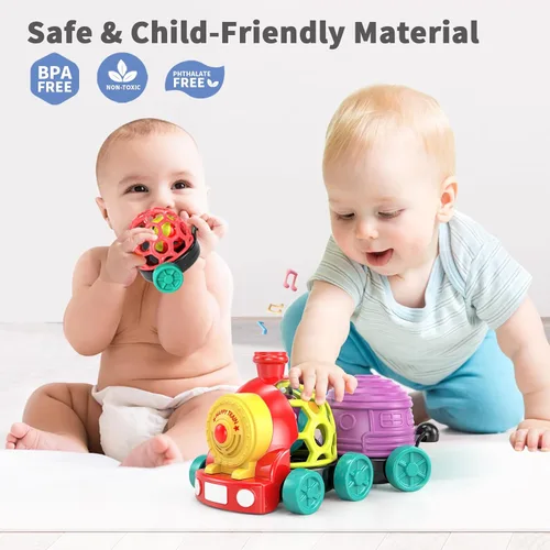 Miniatura 6 de MOONTOY Juguetes de Tren para Niños Pequeños de 1 Año, Regalo de Cumpleaños para Niño, Rellenos de Cesta de Pascua, Juguetes Musicales de Empujar