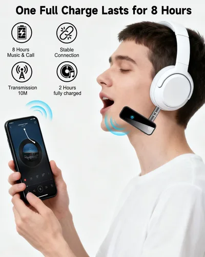 Miniatura 9 de Adaptador auxiliar Bluetooth 5.4 actualizado para automóvil, transmisor y receptor de audio Bluetooth 2 en 1 Jack de 0.138 in RCA inalámbrico Dongle