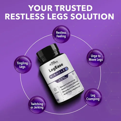 Miniatura 3 de Real Science LegEase Miracle - Suplemento completamente natural para el alivio del síndrome de piernas inquietas y calambres en las piernas