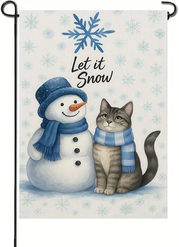 Miniatura 8 de Bandera de jardín de Navidad ActFirst de 12 x 18 pulgadas, bandera de muñeco de nieve de familia de Navidad Feliz con árbol, pequeña decoración