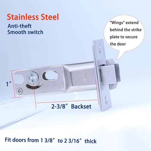 Miniatura 6 de Dontay Cerradura de indicadores codificados por color para puerta de bolsillo, cerradura de manijas de privacidad (cama/baño), fondo de 2-3/8 Níquel