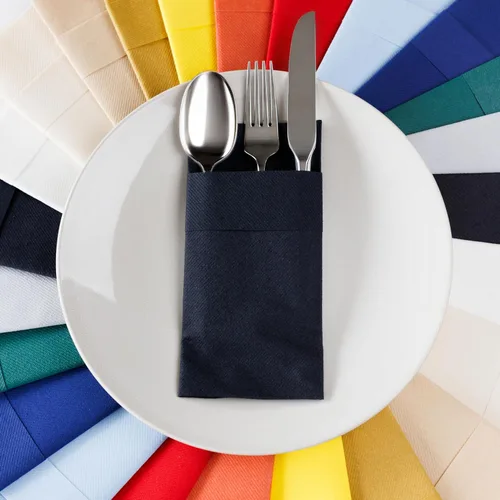 Servilletas de bolsillo American Homesttead, paquete de 50 unidades, 15.75 x 15.75 pulgadas, papel de lino con tacto airlaid, plegadas con bolsillo