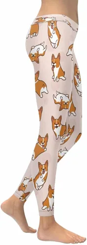 Miniatura 3 de InterestPrint Cartoon Character and Decorative Light-Weight Elastic Pants, Women Running Leggings S - 3XL