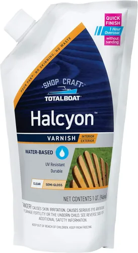 Miniatura 11 de TotalBoat Halcyon - Barniz marino a base de agua Acabado de poliuretano para madera de secado rápido para barcos, muebles de exterior