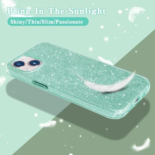 Miniatura 3 de MATEPROX Bling Sparkle - Funda protectora compatible con iPhone 13 de 6.1 pulgadas de 2021 (verde)